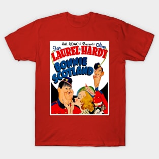 Bonnie Scotland Vintage Laurel and Hardy Movie Poster Print T-Shirt